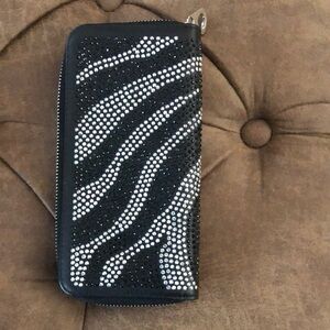 Zebra Pattern Rhinestone Wallet